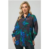 Yours London Yours London Damen Hemd in Schwarz mit Abstraktem Print in Größe 50 | Polyester