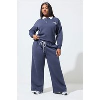 Limited Collection Limited Collection Damen Jogginghose in Blau mit Weitem Bein und „Game Day“Stickerei in Größe 42 | Baumwolle/Polyester