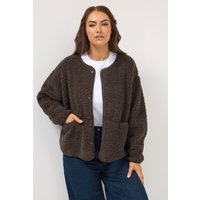 Yours Yours Damen Curve Fleecejacke in Schokobraun Ohne Kragen in Größe 50-52 | Polyester