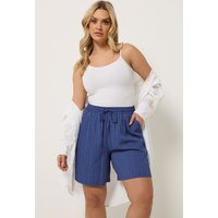 Yours Damen Yours – Strukturierte Gewebte Shorts in Jeansblau in Größe 54-56 | Polyester