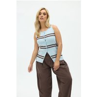 Limited Collection Limited Collection Damen Weste in Blau mit Streifen und Ausgestelltem Saum in Größe 54-56 | Viskose/Nylon