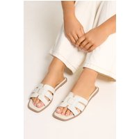 Yours Yours Damen Pantolettensandalen in Weiß mit Cutoutdesign in Weiter E-Passform in Größe 37EEE | Synthetik