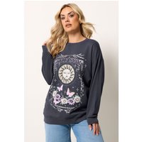 Yours Yours Damen Sweatshirt in Grau mit Himmelsprint in Größe 50-52 | Polyester/Elasthan