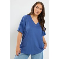 Yours Yours Damen Lockeres LonglineT-Shirt in Jeansblau in Größe 44 | Baumwolle