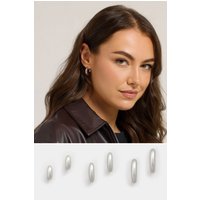 Yours Yours Damen Silberfarbene, Große Creolen, 3er Setsize | Metall