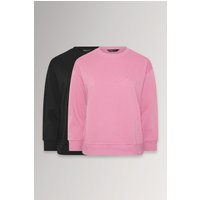 Yours Yours Damen Curve Sweatshirts in Schwarz und Rosa 2er Pack in Größe 42 | Baumwolle/Polyester