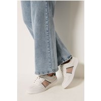 Yours Yours Damen Weiße Sneaker mit Einsätzen in Extra Weiter Eeepassform in Größe 38EEE | Textil/Synthetik