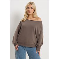Yours Yours Damen Schulterfreies Sweatshirt in Schokoladenbraun in Größe 62-64 | Baumwolle/Polyester