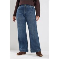 Yours Yours Damen Jeans in indigoblau mit Weitem Bein und Doppelknopf in Größe Short 42 | Baumwolle/Elasthan