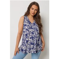 Yours Yours Damen Trägershirt in Marineblau mit Blattmuster in Größe 44 | Elasthan/Viskose