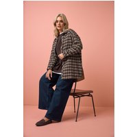 Yours Yours Damen Oversized Karohemd in Schokobraun Size 46 | Baumwolle