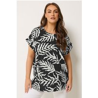 Yours Damen Yours – Oberteil in Schwarz mit Blätterprint in Größe 58-60 | Polyester