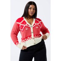 Limited Collection Limited Collection Damen Cardigan in Rosa mit Fairislemuster in Größe 54-56 | Baumwolle/Acryl