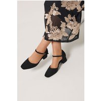 Yours Yours Damen Schwarze Blockabsatzschuhe mit Quadratischer Zehenpartie in Größe 42E | Textil