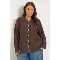 Yours Yours Damen Strickcardigan in Schokobraun mit Metallknöpfen in Größe 54-56 | Acryl