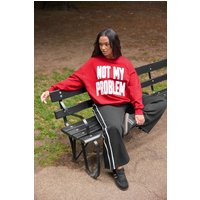 Yours Yours Damen Sweatshirt in Rot mit „Not My Problem“Schriftzug in Größe 50-52 | Baumwolle/Polyester