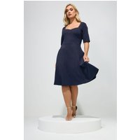 Yours London Yours London Damen Kleid in Marineblau in Alinie mit Bahnendesign in Größe 54-56 | Polyester/Elasthan