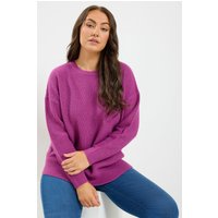 Yours Yours Damen Strickpullover in Rosa mit Rundhalsausschnitt in Größe 42-44 | Acryl