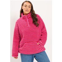 Yours Yours Damen Fleecejacke in Rosa mit Streifen und Kurzreißverschluss in Größe 44 | Polyester
