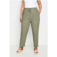 Yours Yours Damen Hosen in Khakigrün in Leinenoptik in Größe 48 | Viskose/Leinen