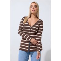 Limited Collection Limited Collection Damen Cardigan in Braun mit Ausgestelltem Saum und Streifen in Größe 42-44 | Viskose/Nylon