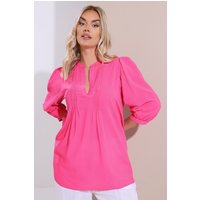 Yours Yours Damen Bluse in Rosa mit Gewebtem Karomuster und Biesen in Größe 48 | Polyester
