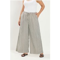 Yours Yours Damen Hose in Braun und Weiß mit Streifen und Weitem Bein in Größe Short 62-64 | Polyester