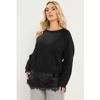 Yours Yours Damen 2in1pullover in Schwarz aus Spitze in Größe 46 | Polyester