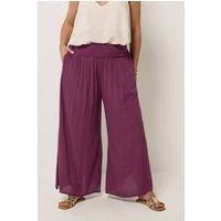 Yours Damen Yours – Gesmokte Hose in Burgunderrot in Größe 76cm 44 | Viskose