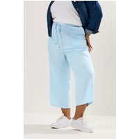Yours Yours Damen Knöchellange Leinenculottes in Hellblau mit Weitem Bein in Größe 48 | Baumwolle/Viskose/Leinen