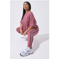 Yours Yours Damen Active Leggings in Rosa mit Seitenstreifen in Größe 58-60 | Baumwolle/Elasthan