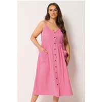 Yours Damen Yours – Maxiträgerkleid in Rosa aus Mulltuch in Größe 54-56 | Baumwolle