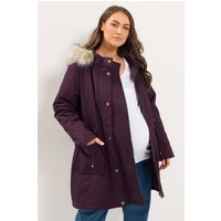 Bump It Up Bump It Up Damen Maternity Parka in Burgunderrot mit Kunstpelzbesatz in Größe 50-52 | Polyester