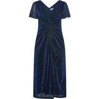 Yours London Yours London Damen Wickelkleid in Blaumetallic in Größe 52 | Polyester