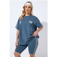 Yours Yours Damen Active Shorts in Dunkelblau mit Kontrastfarbenen Seitenstreifen in Größe 42 | Baumwolle/Elasthan