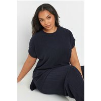 Yours Yours Damen Gestricktes T-Shirt in Marineblau in Größe 46 | Polyester/Elasthan