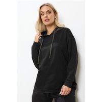 Yours Yours Damen Glänzender Hoodie in Schwarz und Silber mit Ösen in Größe 48 | Baumwolle/Polyester/Elasthan