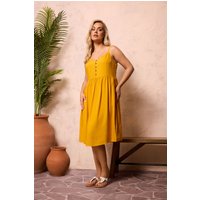 Yours Damen Yours – Sommerliches Miditrägerkleid in Gelb in Größe 48 | Viskose