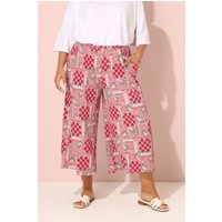 Yours Yours Damen Midaxi-Culottes in Rosa mit Blumen und Karomuster und in Knitteroptik in Größe 54-56 | Polyester