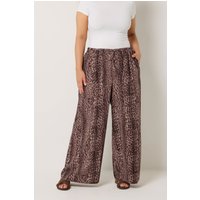 Yours Damen Yours – Hose in Braun mit Leoprint und Weitem Bein in Größe 58-60 | Polyester/Elasthan