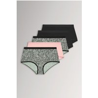 Yours Yours Plus Size Curve Voll Bedeckende Slips in Schwarz & Khaki mit Tiermuster, 5er Pack in Größe 54-56 | Baumwolle/Elasthan