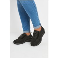 Yours Yours Damen Sneaker in Schwarz mit Schmucksteinen, Zugband und in Extra Weiter Eeepassform in Größe 39EEE | Textil