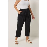 Yours Damen Yours – Knöchellange Hose in Schwarz mit Seitlichem Häkelbesatz in Größe 44 | Viskose
