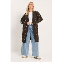 Yours Damen Yours – Gepunkteter Strickcardigan in Schokobraun in Größe 42-44 | Acryl