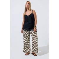 Limited Collection Limited Collection Damen Hose mit Weitem Bein in Braun mit Zebramuster in Größe 44 | Polyester/Elasthan