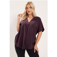 Yours Yours Damen Bluse in Weinrot mit V-Ausschnitt in Größe 44 | Viskose/Nylon