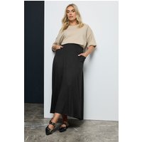 Yours Yours Damen Maxirock aus Jersey mit Taschen Schwarz in Größe 54-56 | Elasthan/Viskose