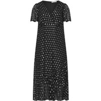 Yours London Plus Size Black & Silver Metallic Ruffle Wrap Dress Size 10