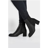 Yours Yours Damen Stiefeletten in Schwarz aus Pu mit Blockabsatz in Den Passformen E und Eee in Größe 40E