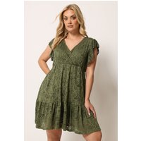 Yours Damen Yours – Pointellewickelkleid in Khaki in Größe 58-60 | Elasthan